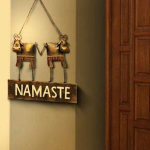 BLISSFUL24 PREMIUM Handcrafted Metal Cow Welcome Sign | Ethnic Hanging "WEL-COME" Wall Decor with Chain for Main Door, Entryway & Living Room (14 x 10 Inches)