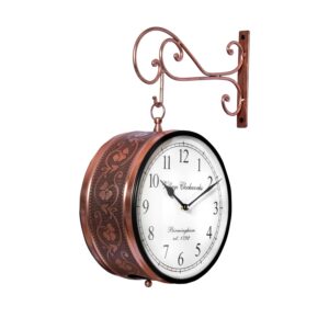 BLISSFUL24 PREMIUM 8" Double Sided Metal Wall Clock - Copper Finish