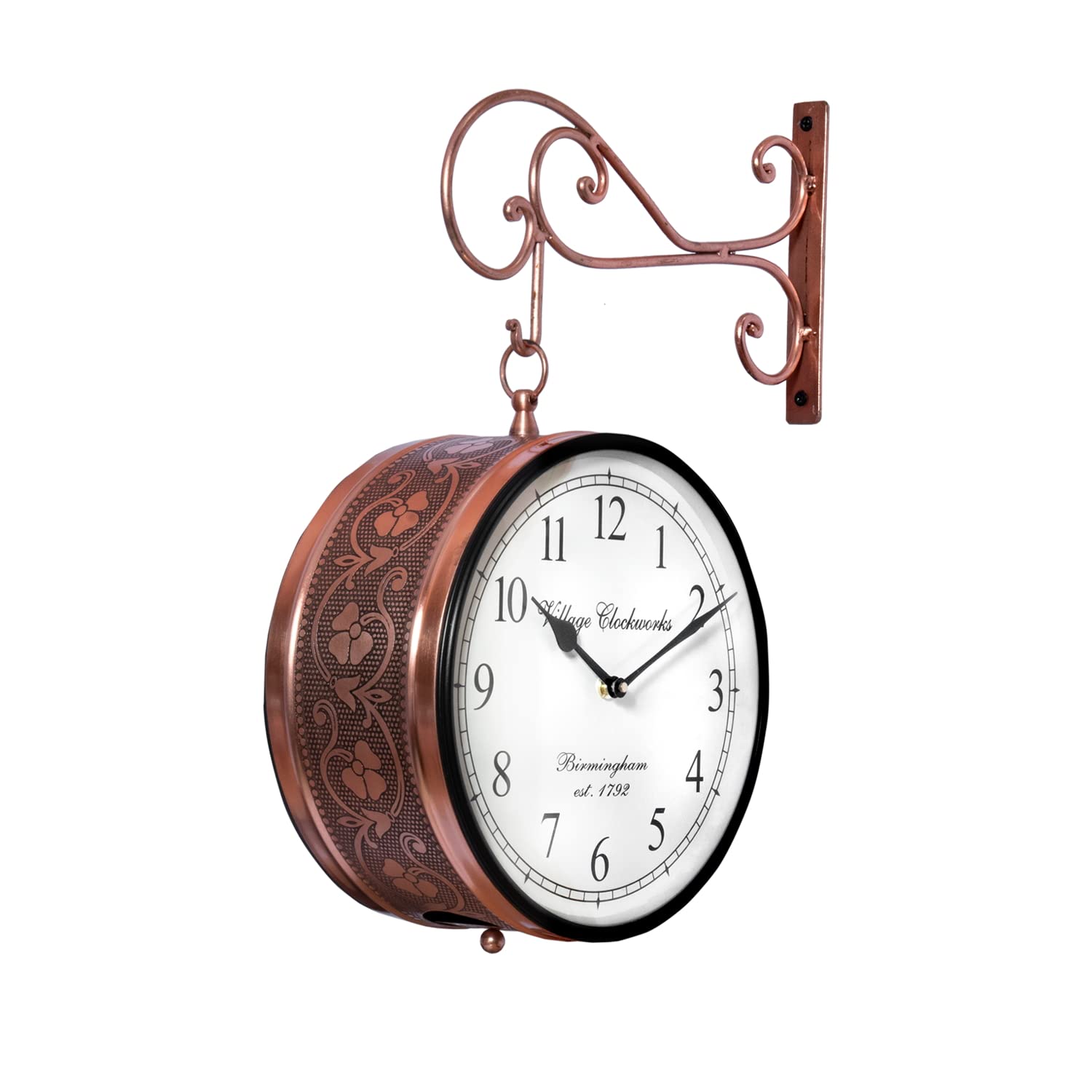 BLISSFUL24 PREMIUM 8" Double Sided Metal Wall Clock - Copper Finish