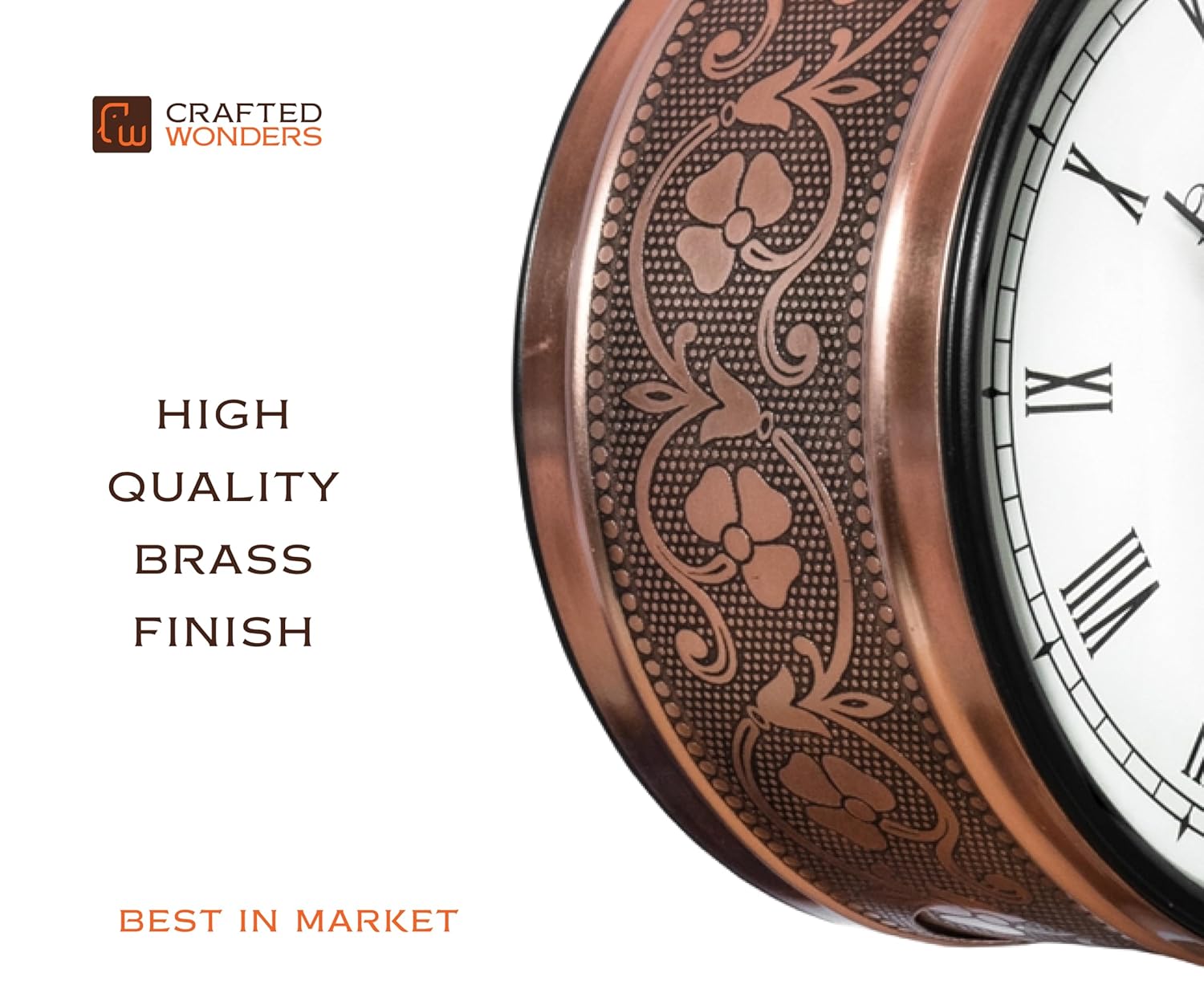 BLISSFUL24 PREMIUM 8" Double Sided Metal Wall Clock - Copper Finish - Image 3