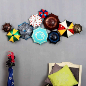 BLISSFUL24 PREMIUM Vibrant Umbrella Décor Metal Wall Art | Large 3D Handcrafted Colorful Wall Sculpture for Living Room & Gallery | 61 x 26 Inches