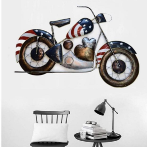 BLISSFUL24 PREMIUM Devid U.S. Bike Metal Wall Art American Flag Themed 3D Motorcycle Sculpture