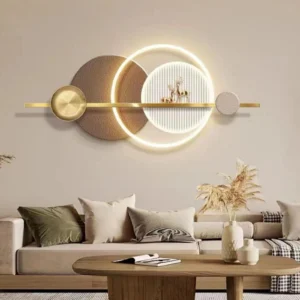 BLISSFUL24 PREMIUM Dwelling Decor (SP340) Luxury LED Iron Wall Art - 42-Inch Illuminated Geometric Sculpture with Golden Deer for Modern Living Room & Bedroom