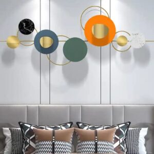 BLISSFUL24 PREMIUM Bougatsa Decor (SP004) Luxury Metal & PDF Wall Art - 59.5-Inch Large Abstract Geometric Sculpture with Marble & Gold Accents for Modern Interiors