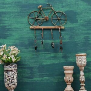BLISSFUL24 PREMIUM Cycle Hook Décor – Handcrafted Vintage Iron Bicycle Wall Mount Key Holder with 4 Hooks