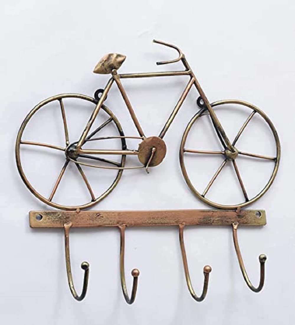 BLISSFUL24 PREMIUM Cycle Hook Décor – Handcrafted Vintage Iron Bicycle Wall Mount Key Holder with 4 Hooks - Image 3