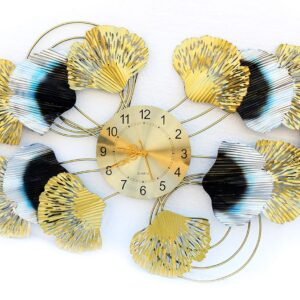 BLISSFUL24 PREMIUM "Gilded Orbit" Ginkgo Wall Clock Mural