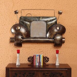 BLISSFUL24 PREMIUM Front Jeep Décor Metal Wall Art | Handcrafted 47-Inch Vintage Off-Road Vehicle