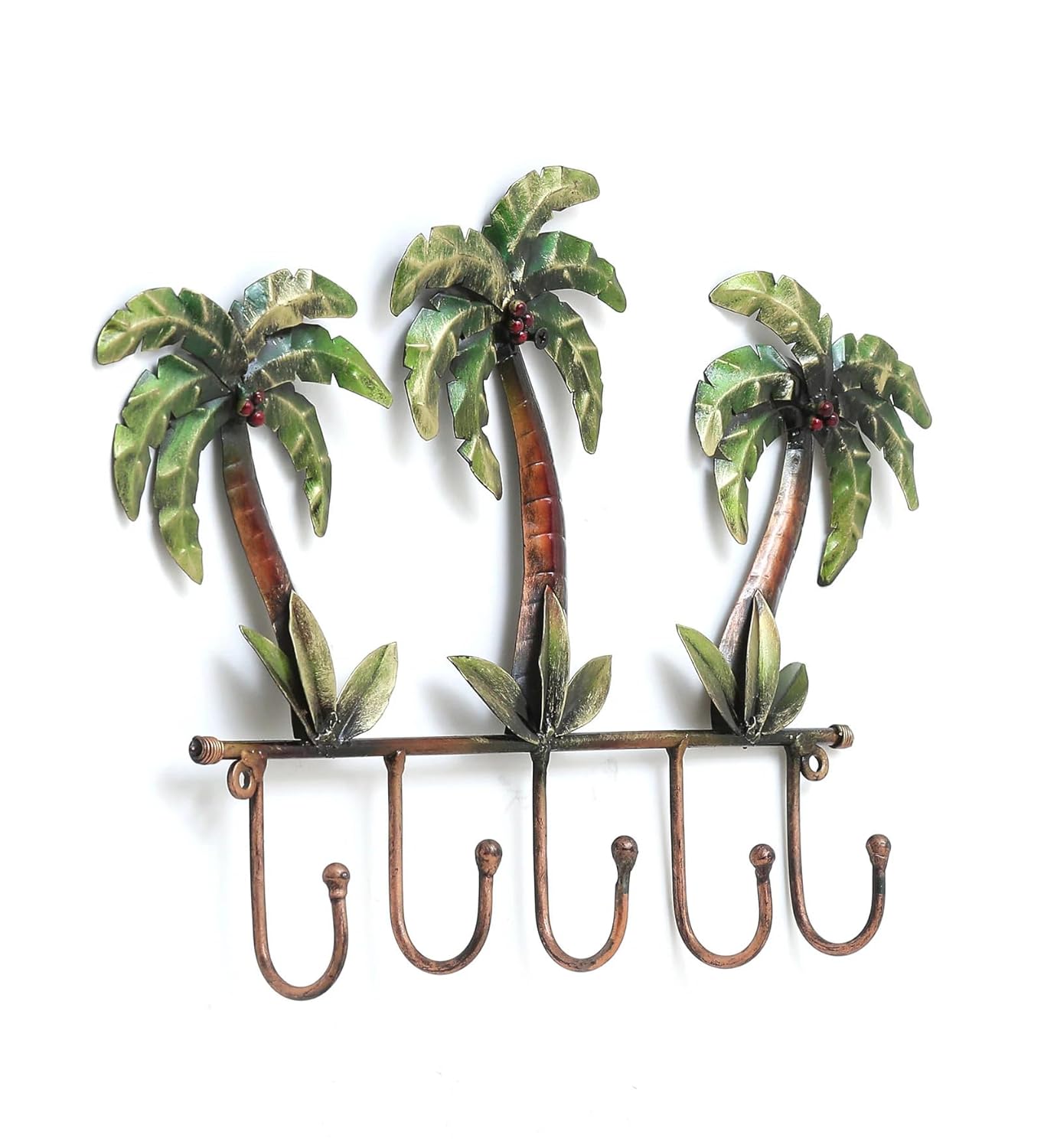 BLISSFUL24 PREMIUM Coco Tree Hook – Handcrafted Tropical Iron Palm Tree Wall Mount Key Holder with 5 Hooks ($18 \times 12$ Inches) - Image 3