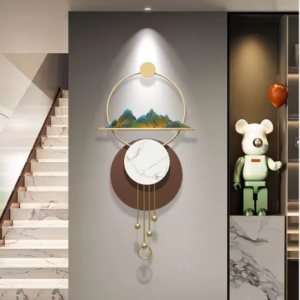 BLISSFUL24 PREMIUM Kuss Decor Modern Iron & Steel Metal Wall Art Sculpture - SP326 Contemporary Mountain and Circular Geometric Wall Hanging