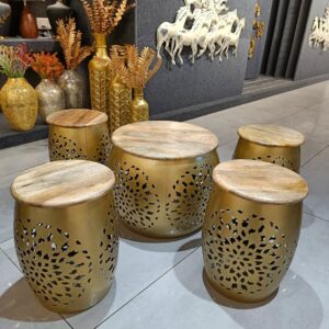 BLISSFUL24 PREMIUM 5-Piece Royal Gold Lattice Living Room Set