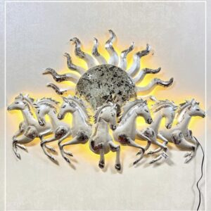 BLISSFUL24 PREMIUM Artisan Hand-Finished Vastu Sun Horses Mural