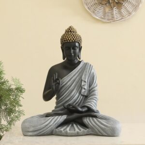 BLISSFUL24 PREMIUM "Slate Serenity" 12-Inch Blessing Buddha
