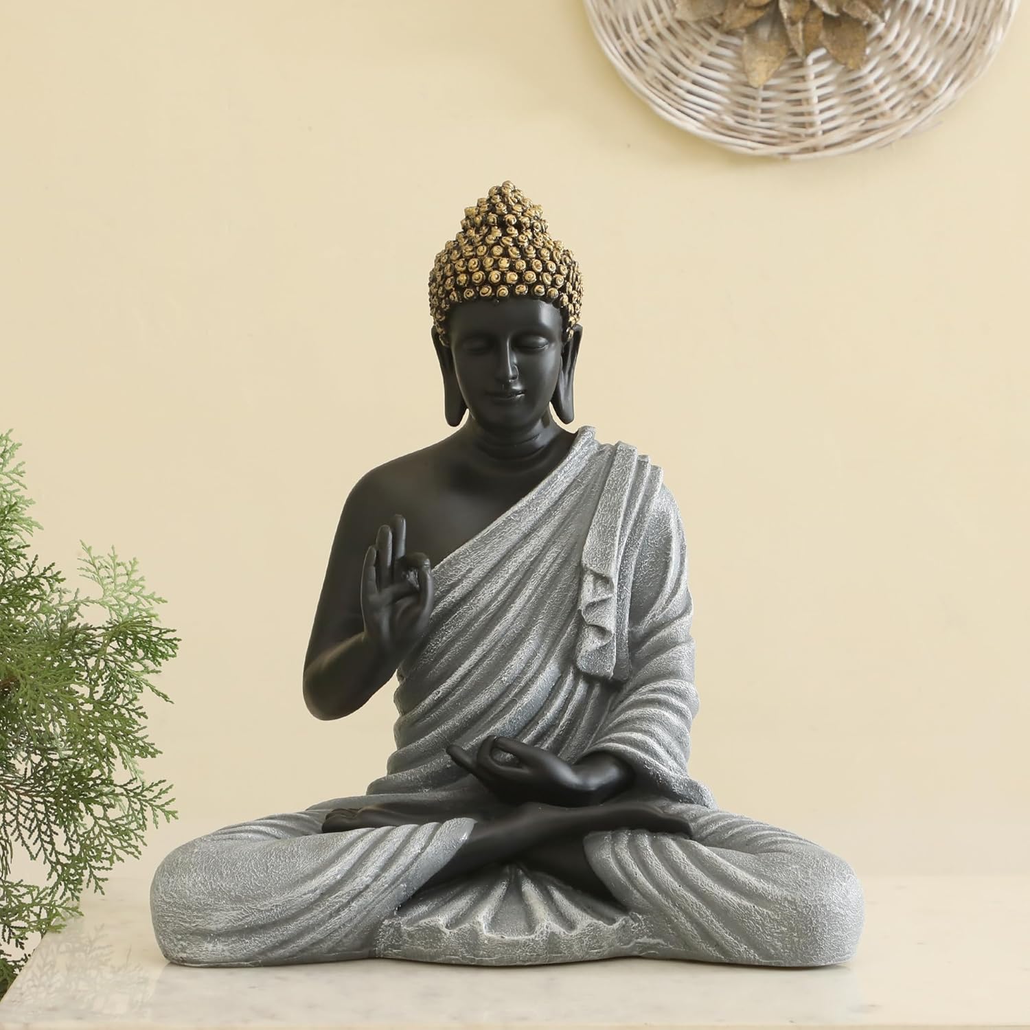 BLISSFUL24 PREMIUM "Slate Serenity" 12-Inch Blessing Buddha