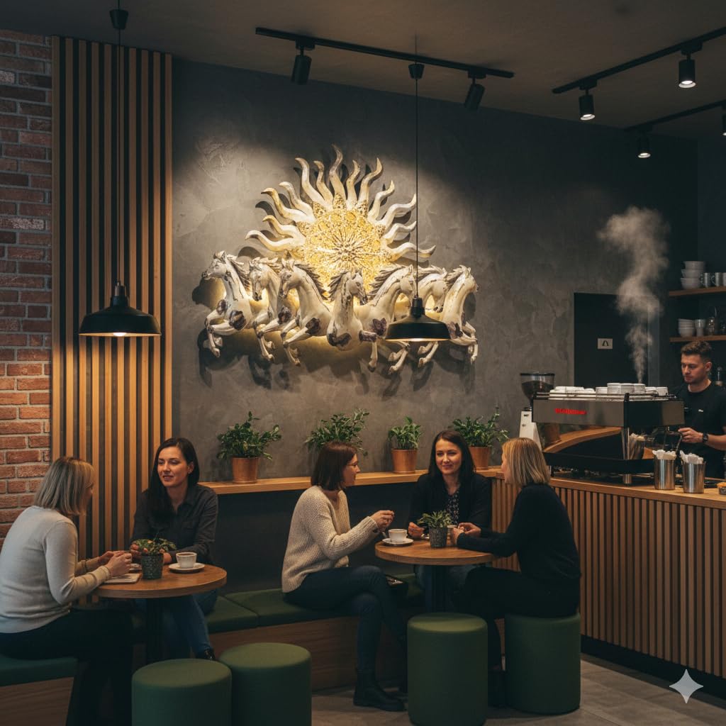 Blissful24 Frankel Horse Small White Metal Wall Art (45x22 Inch) – Luxury 7 Running Horses Wall Décor with LED Backlight for Living Room, Bedroom & Office | - Image 6